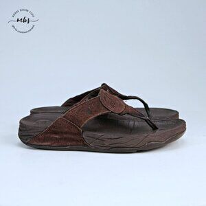 FitFlop Oasis Suede Flip‎ Flop Sandals Brown Women 8